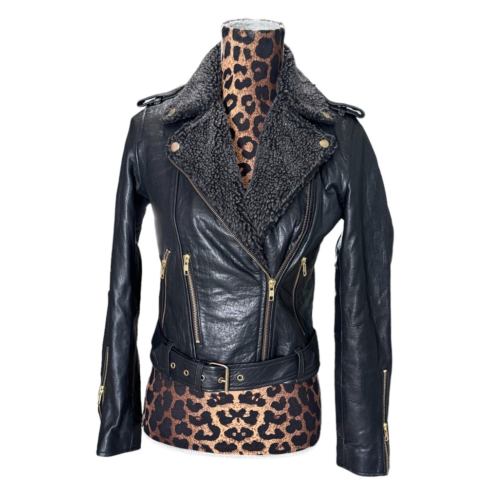 Cleobella Noor Moto Biker Leather Black Jacket Sz XS